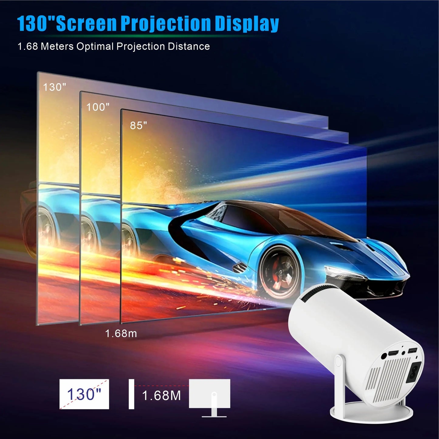 HY300 Mini Projector 4K – Portable WiFi 6 Smart Android 11